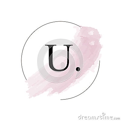 Pink V Brush Stroke Letter Logo Design. Pink Paint Logo Leters Icon with Elegant Circle Vector Design. Stock Photo